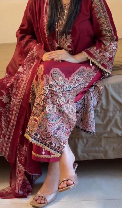 Goldenworked pakistani lawn