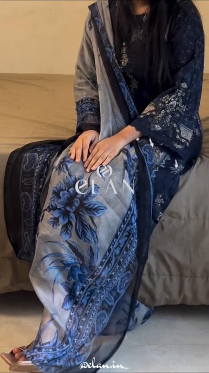 Navy blue pakistani lawn