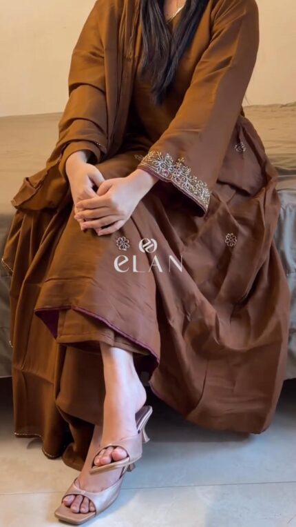Brown mulchanderi designer suit