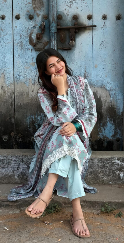 Celestial blue pakistani lawn
