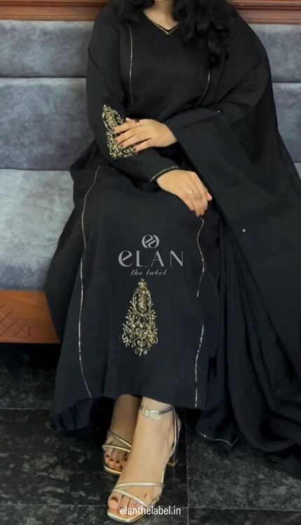 Black mulchanderi designer suit