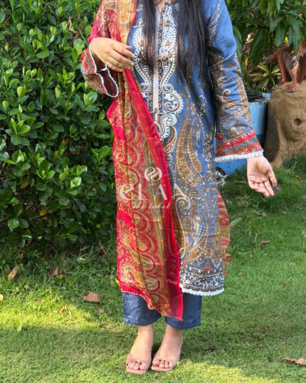 Blue blossom pakistani suit