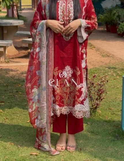 Deep Red Pakistani lawn