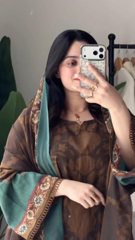 Brown velvet Pakistani lawn